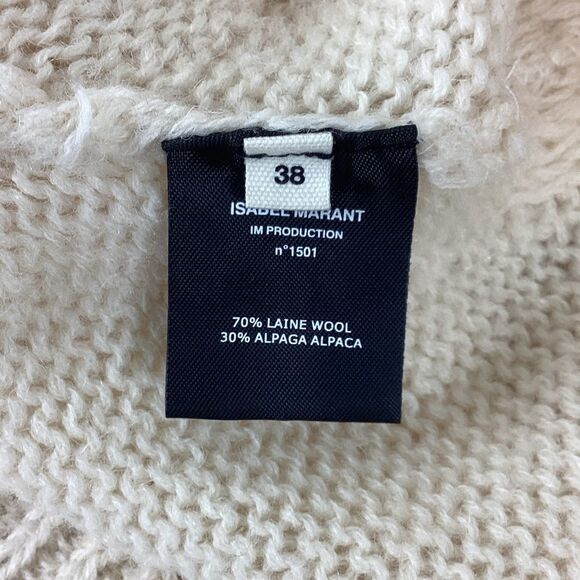 ISABEL MARANT ETOILE Women’s 38 (M) Wool Alpaca Pullover Sweater Side Vent Cream - Picture 13 of 14
